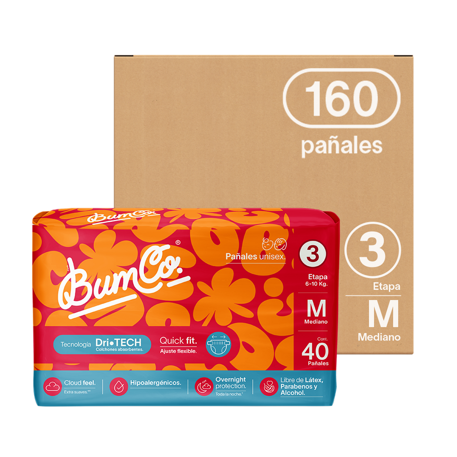 Pañales para bebé | Etapa 3 - Mediano 6 a 10 kg | 160 pañales